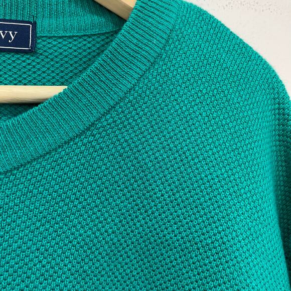 Crown & Ivy XXL Green Sweater Soft Cotton Wool Blend Preppy Cozy Classic - Picture 4 of 7